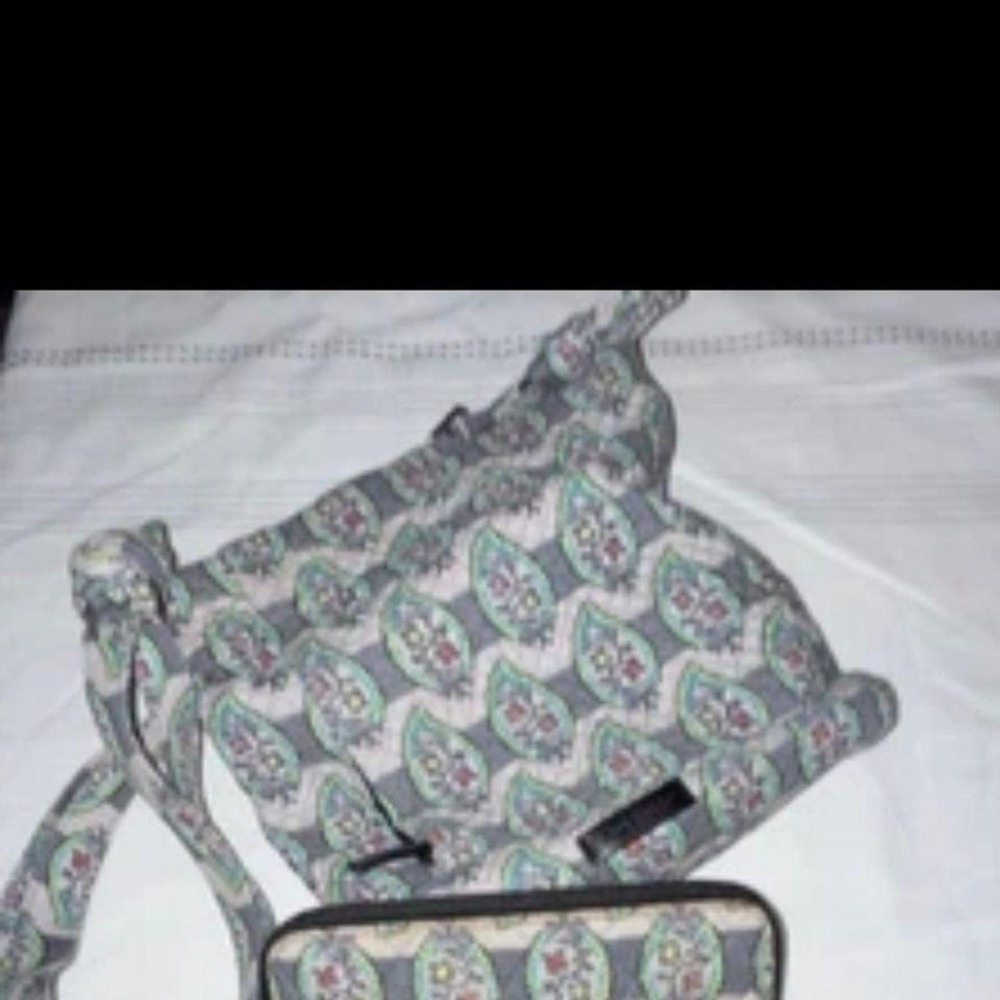 Vera Bradley Quilted Crossbody Bag and Matching Zip Around Wallet Set Paisley